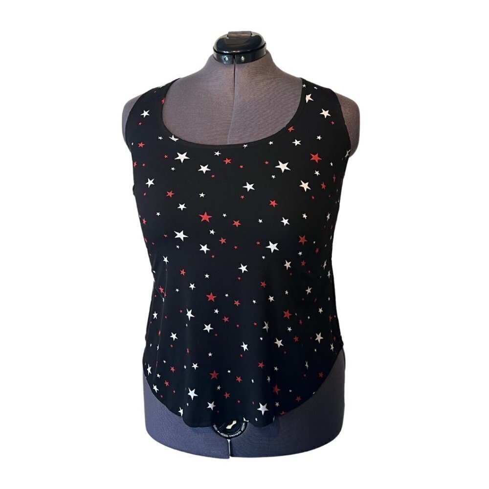 Torrid Black & Multi Star Stretch Challis Tank (Size 00)